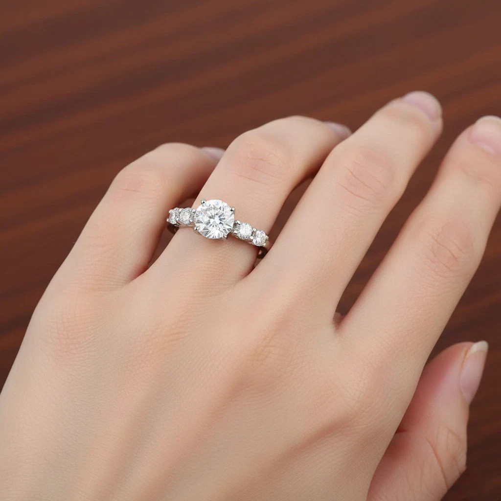 Rare 1.80 Ct Certified White Diamond Round Solitaire Ring 14k White Gold Plated