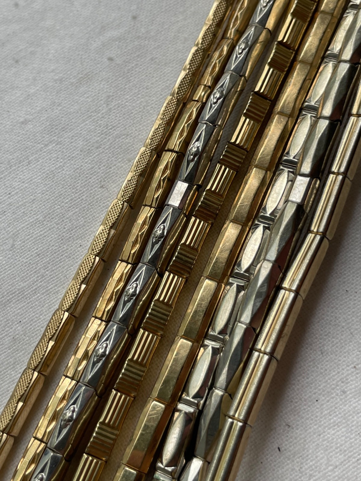 GREAT KIT!!! 8 art-deco USA gold filled ladies watch bands – lot 0807