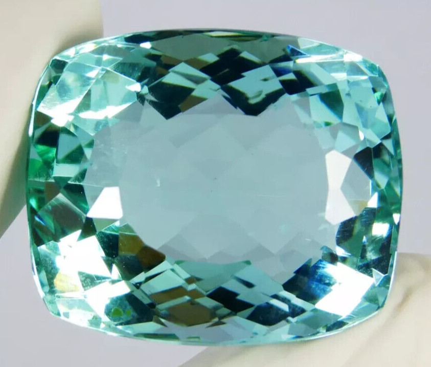 Large Aquamarine 90 Ct. Ocean Blue Cushion Cut Loose Gemstone Gift for Birthday