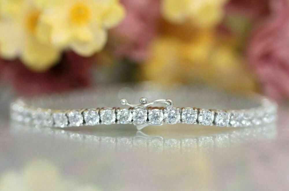 4MM Vintage DVVS1 Lab Created Diamond Womens Tennis Bracelet 14k White Gold Over