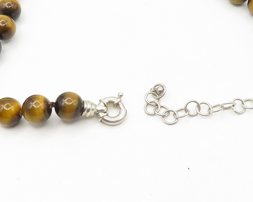 WHITNEY KELLY 925 Silver Vintage Tiger’s Eye Beaded Chain Necklace NE2931