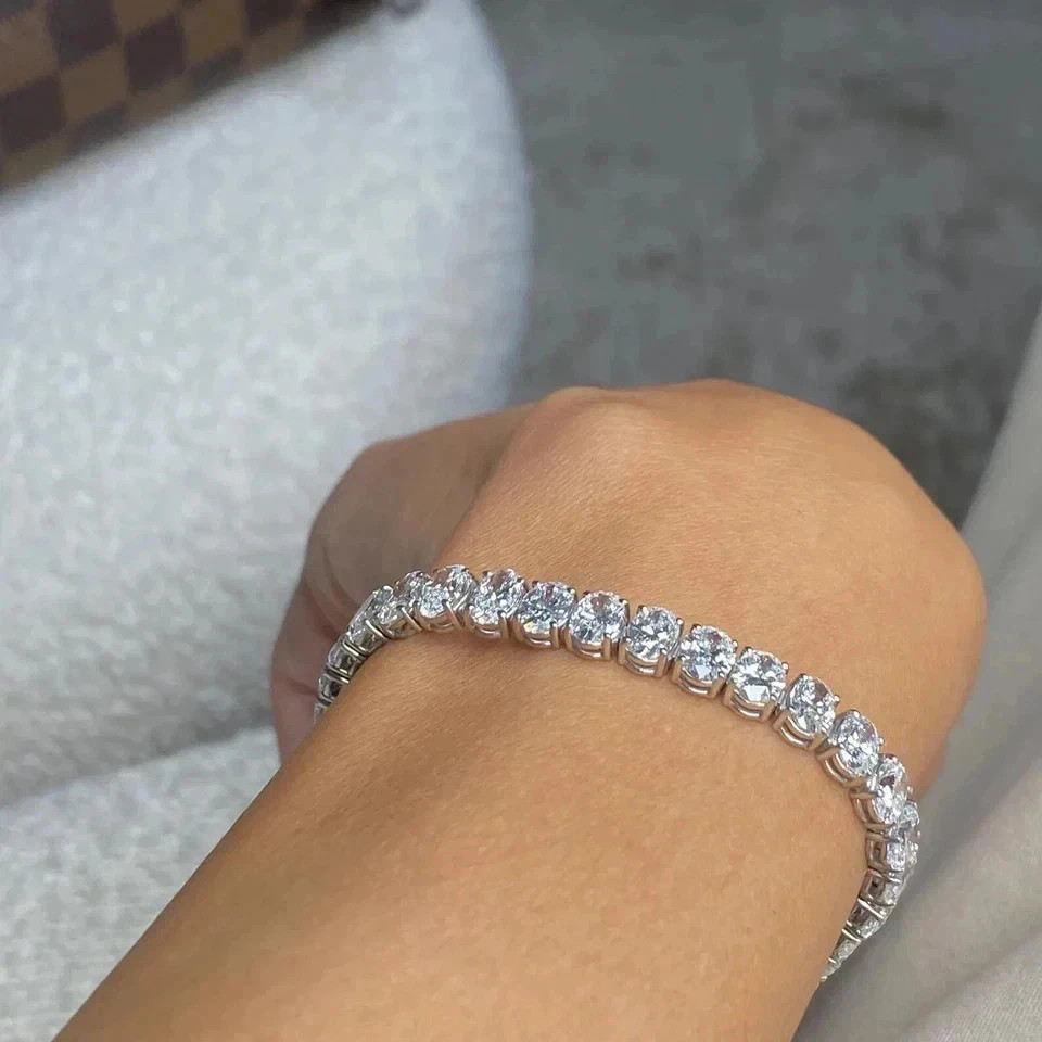 20CT Oval Cut Lab Created Diamond Women’s Tennis Bracelet 14K White Gold Plated