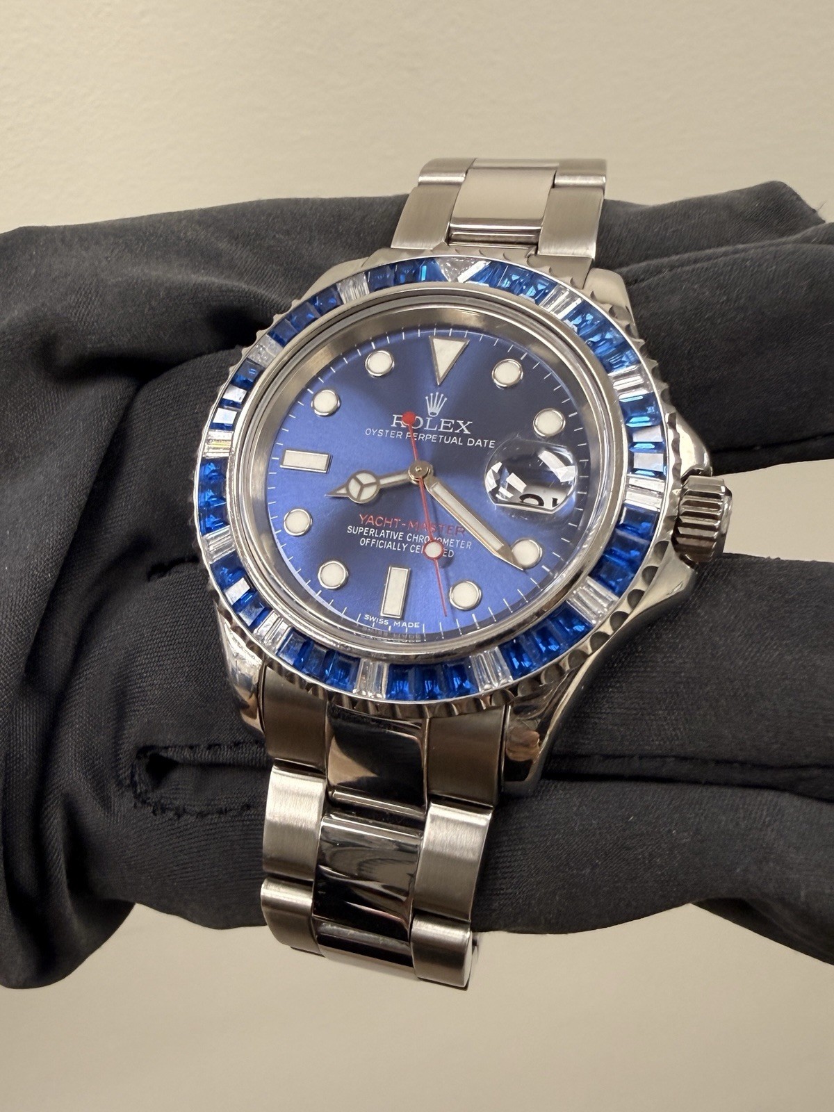 Rolex Yacht-Master 16622 SS Oyster Bracelet After-Market Blue Dial & Bezel-7686