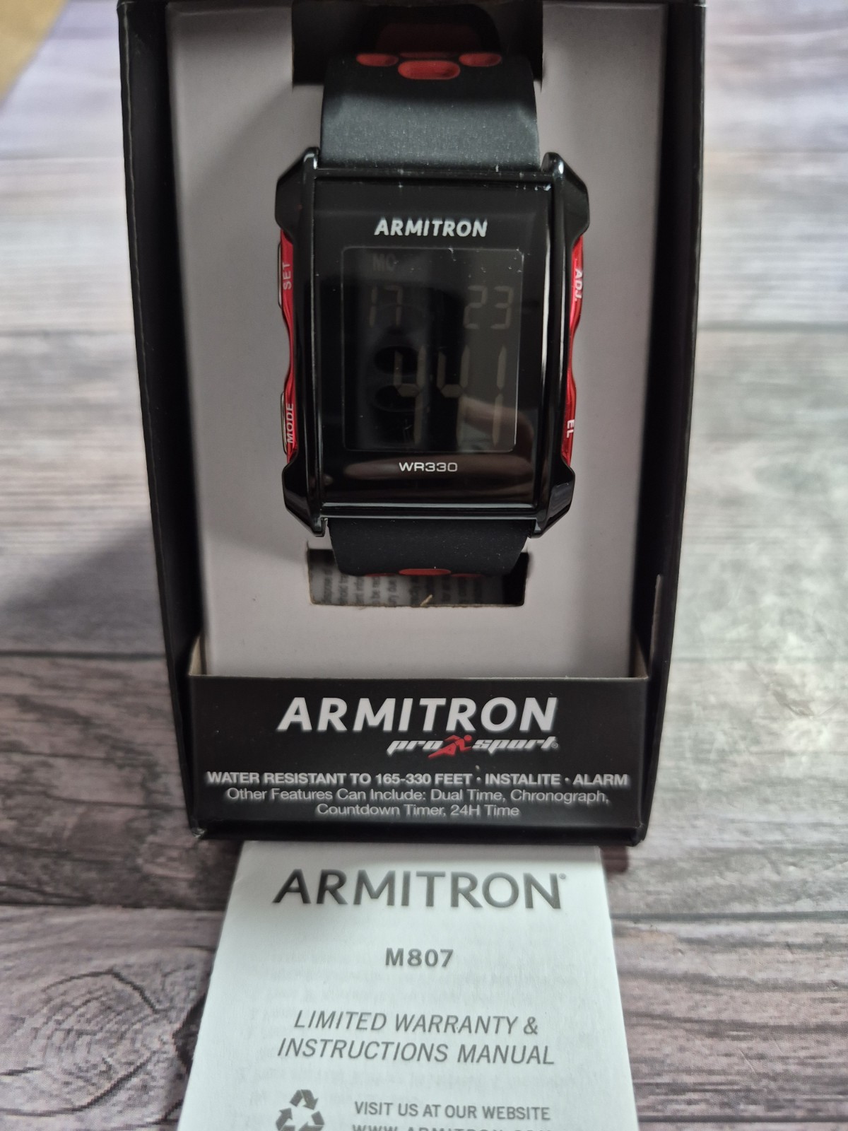 Armitron M807 WR330 Digital Sports Watch Black Red