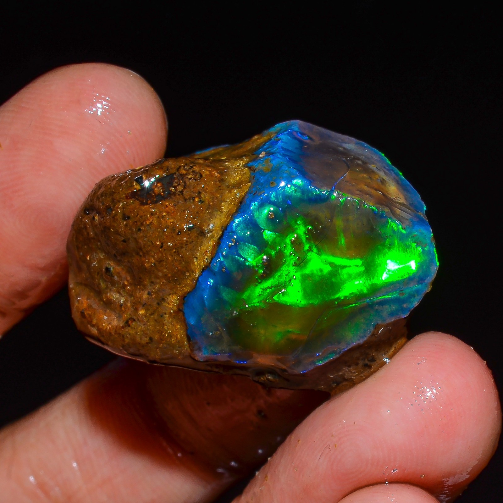 Beautiful Top Grade-100%Natural Welo Fire Ethiopian Oil Opal Rough-53.00 Carat