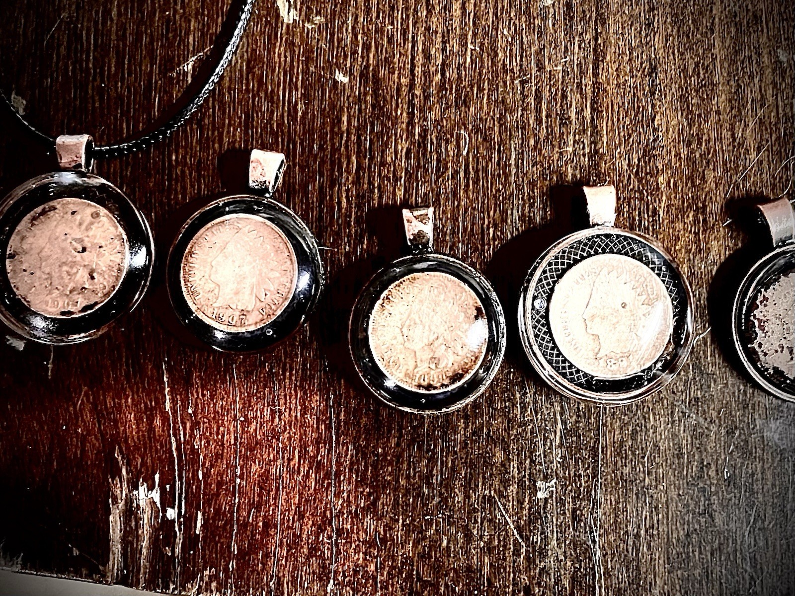 Acid Washed Indian Head Coin Pendants