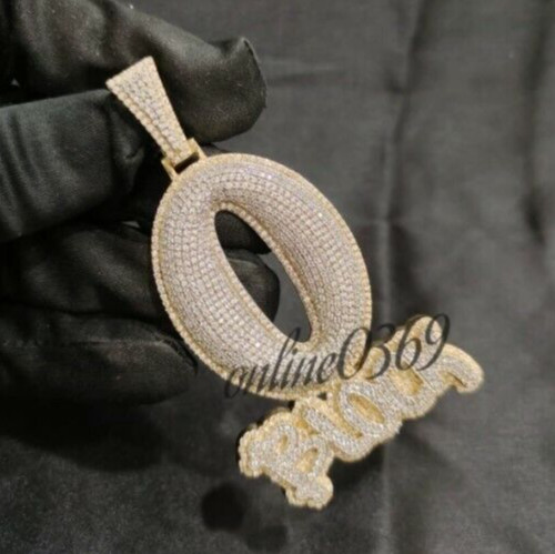 Men’s O Block Custom Layer Letter Pendant in VS SI Lab Grown Diamond 925 Silver