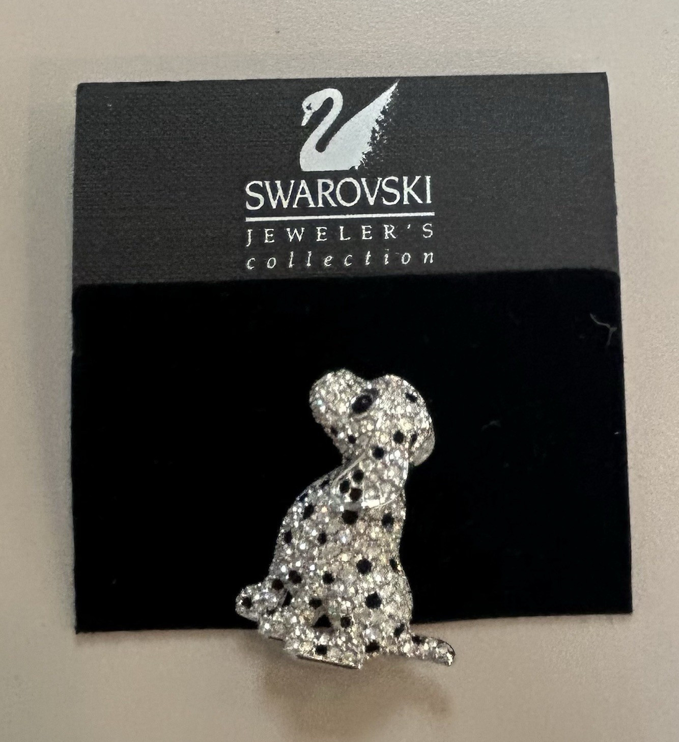 Swarovski Puppy Dog Crystal Pin Brooch Silver & Black Animals G532.121SP