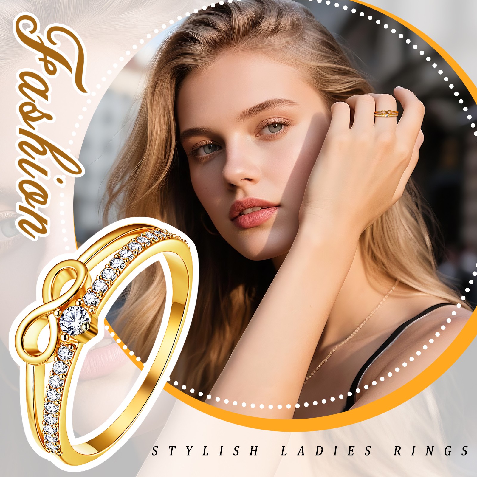 Womens Bling Cubic Zirconia Infinity Wedding Ring Promise Engagement Band Gift