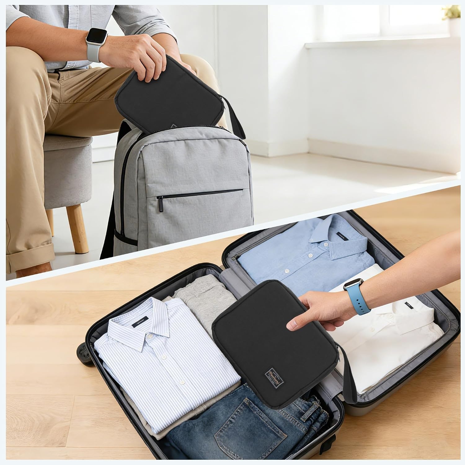 Durable Black Polyester Watch Band Case – Store 16 Straps at Home or On-the-Go