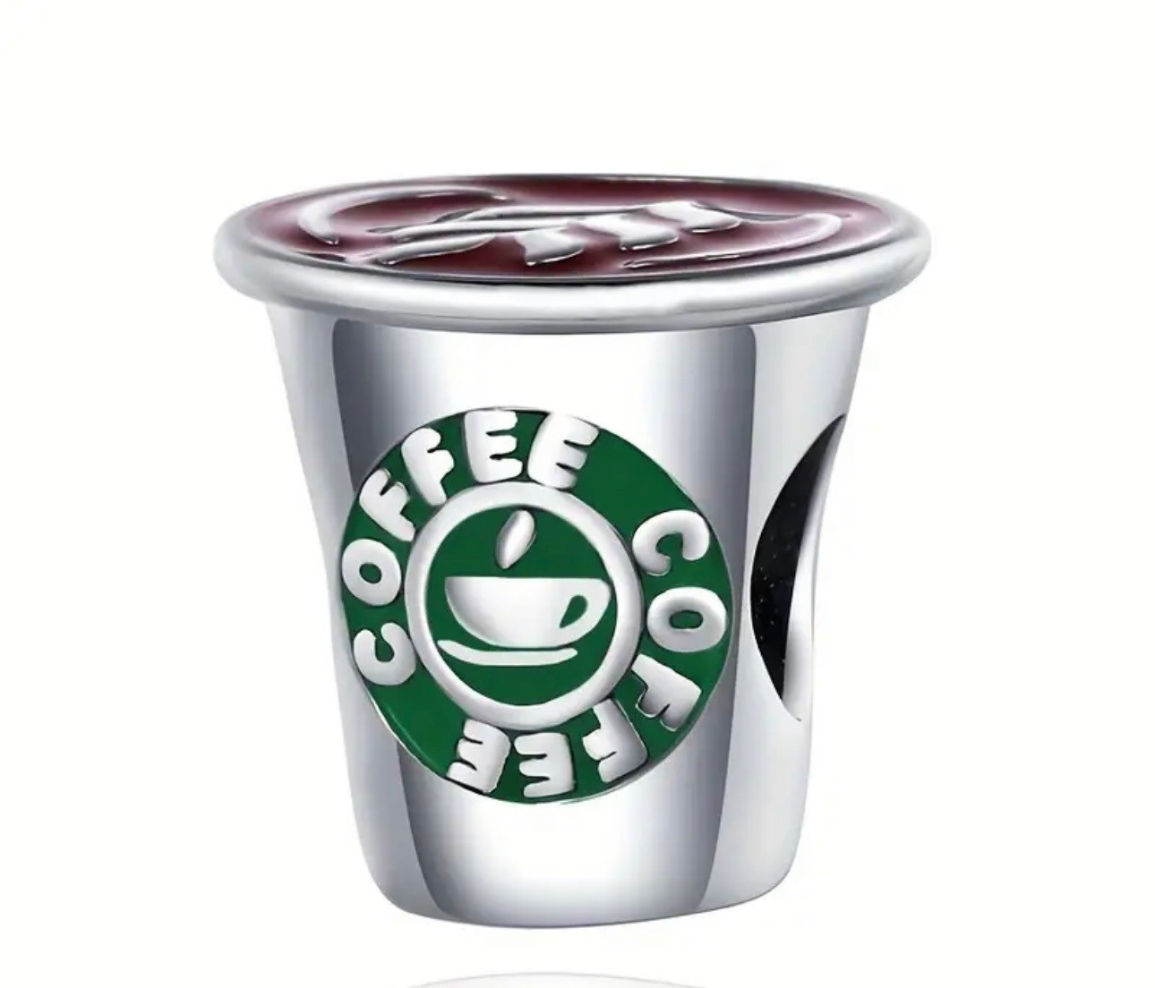Coffee Cup Charm Bead – Silver Plated Jewelry Gift for Coffee Lovers