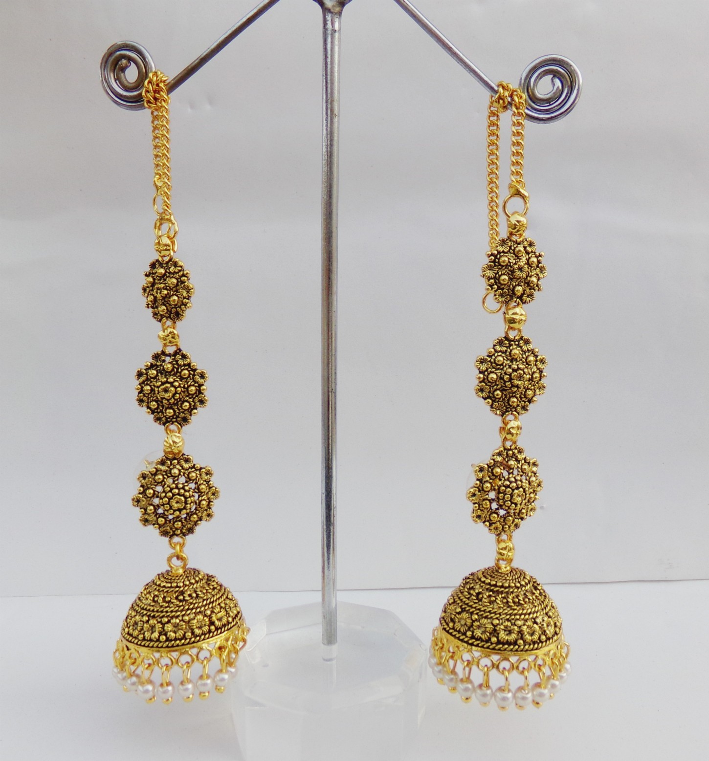Bollywood south India gold plated Long Jhumki For Girls and Women traditional