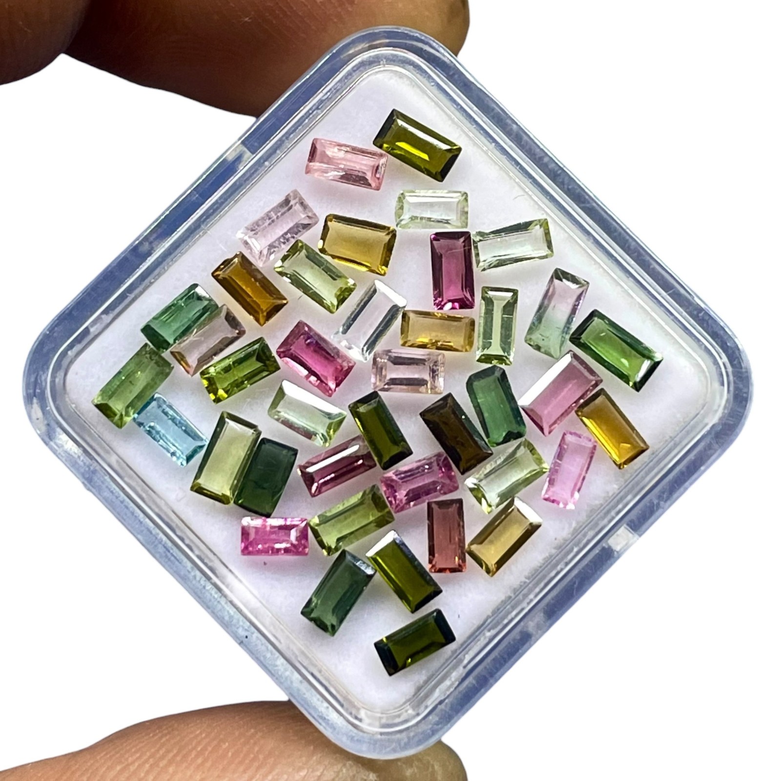 40 Pcs Natural Multi Tourmaline 3.9-4.7mm Baguette Cut Loose Untreated Gemstones