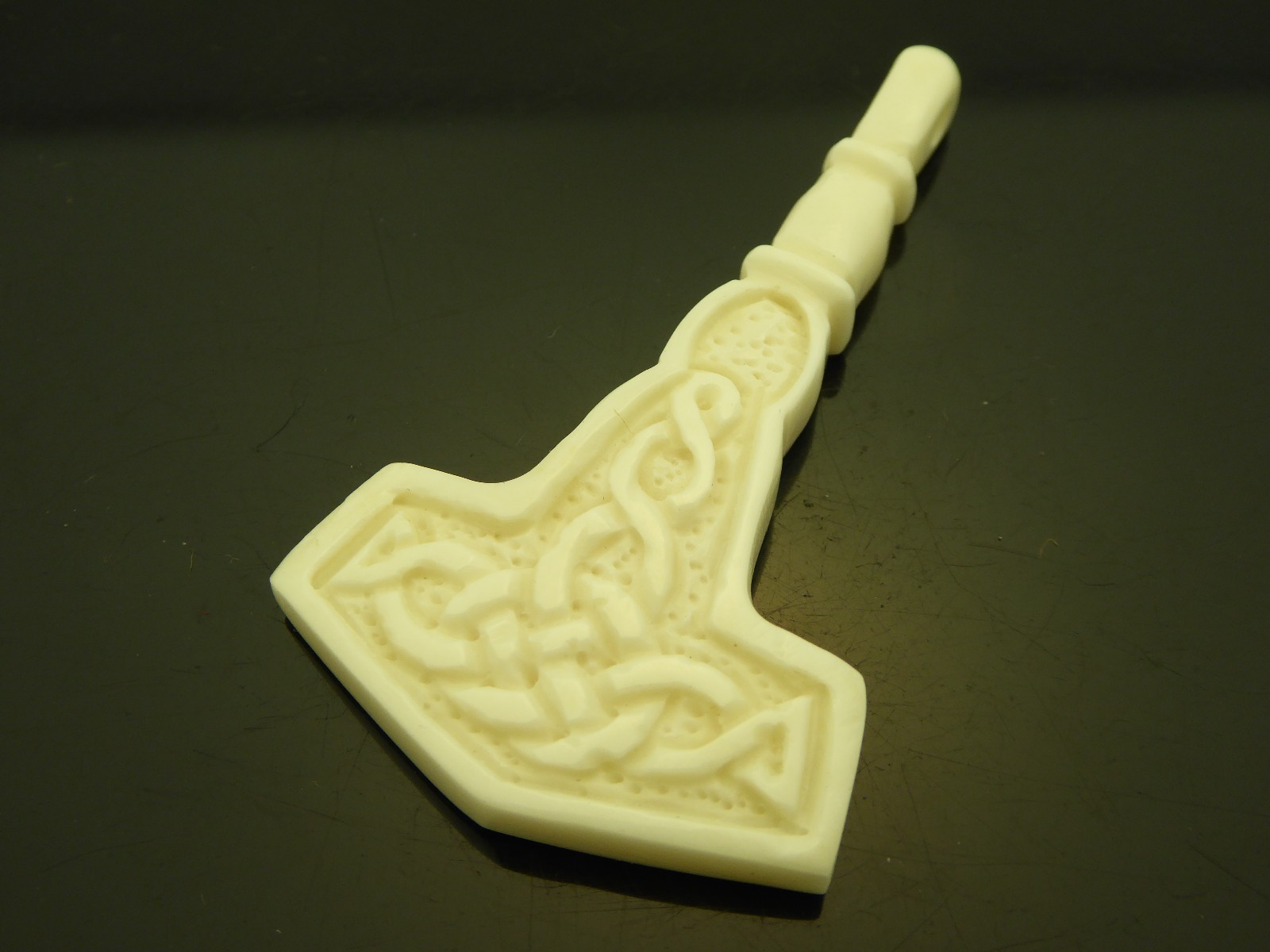 Thor’s Hammer Celtic Mjolnir Viking Norse Water Buffalo Bone Pendant Necklace