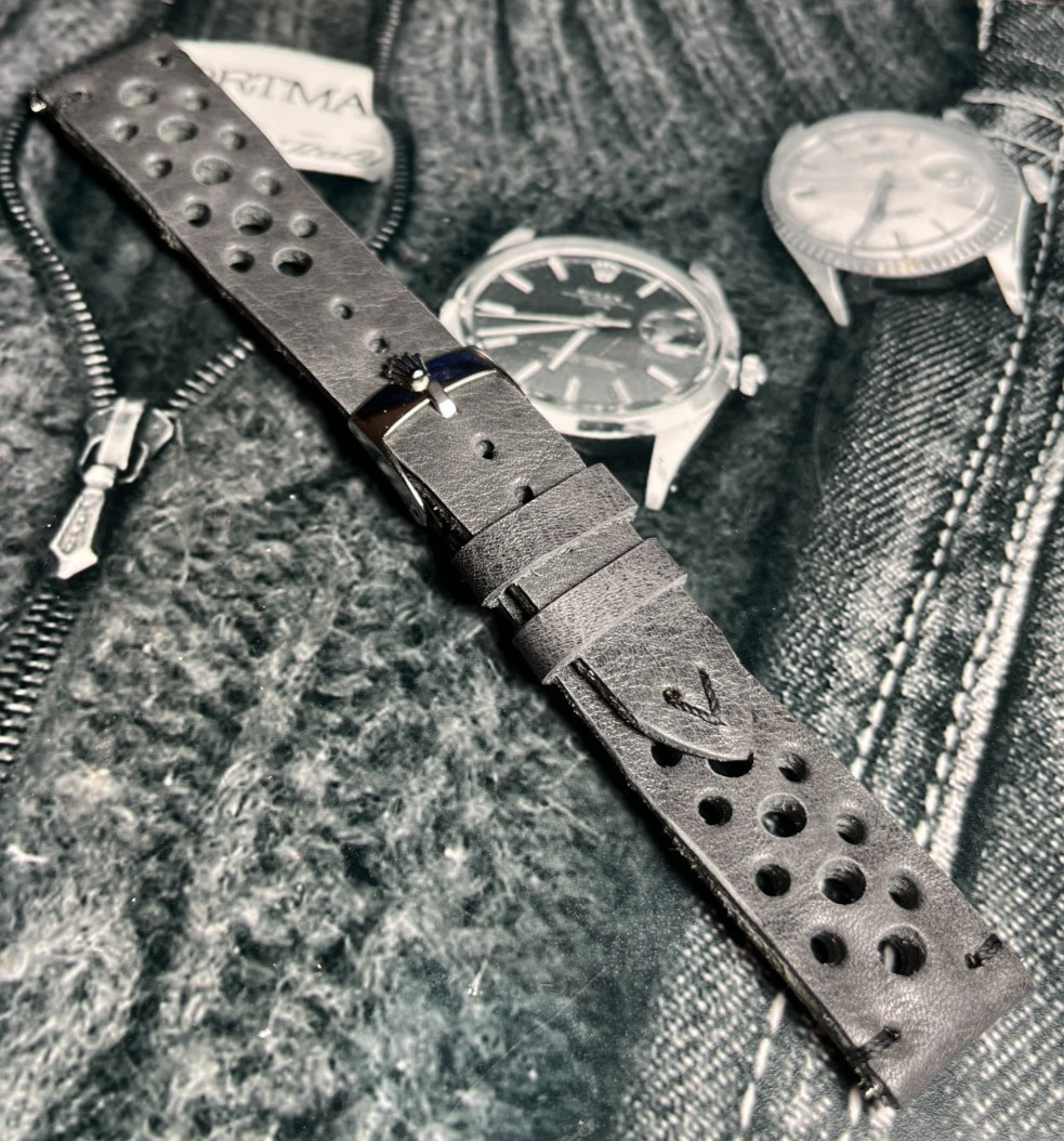 Silver Buckle To Fit Rolex,Swiss Made with H/M Italian Leather/Suede Watch Strap