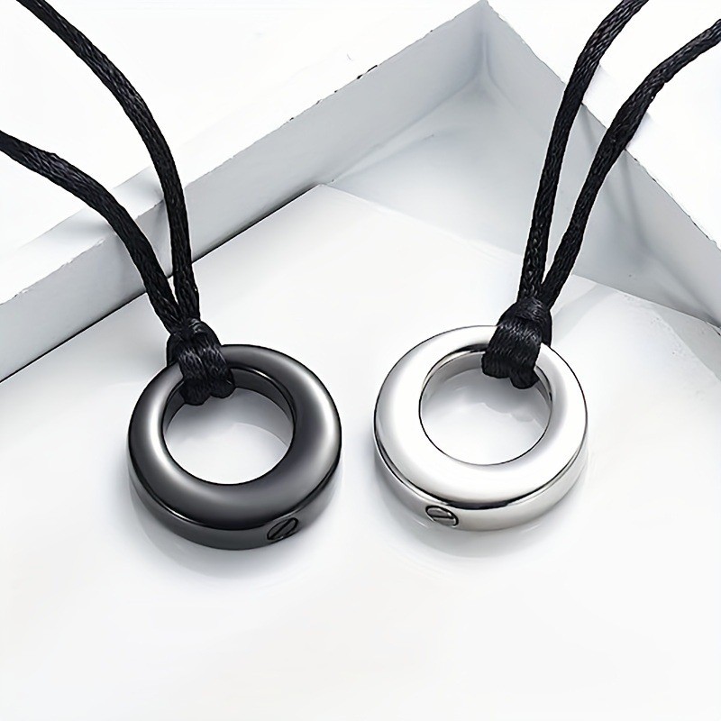 New Wax Rope Women Necklace Ash Urn Circle Charm Pendant Cremation Classic Gift