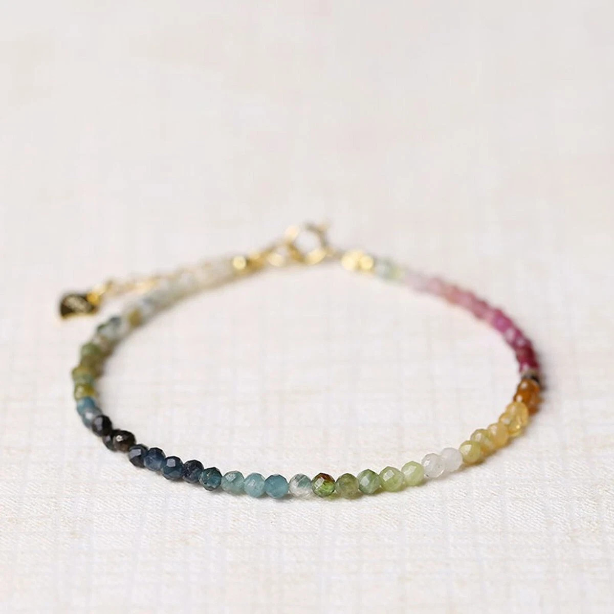 Rainbow Tourmaline Dainty Bracelet 2mm Gemstone Beads Healing Women’s Bracelet