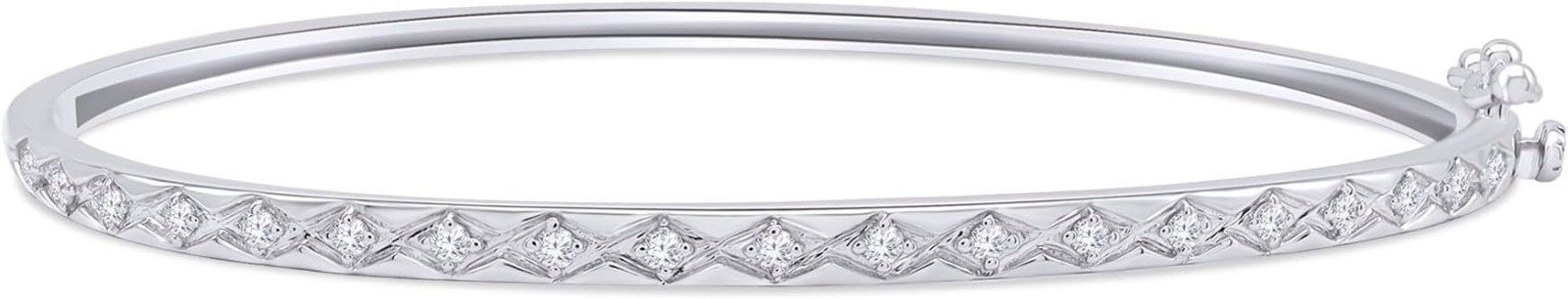 2/7 Ct Round Cut Moissanite Oval Shape Chevron Bangle Bracelet Sterling Silver
