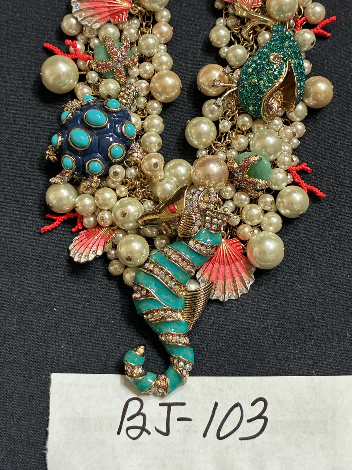 Betsey Johnson Necklace & Earrings Set Nautical Theme Sea Horse Shells BJ103