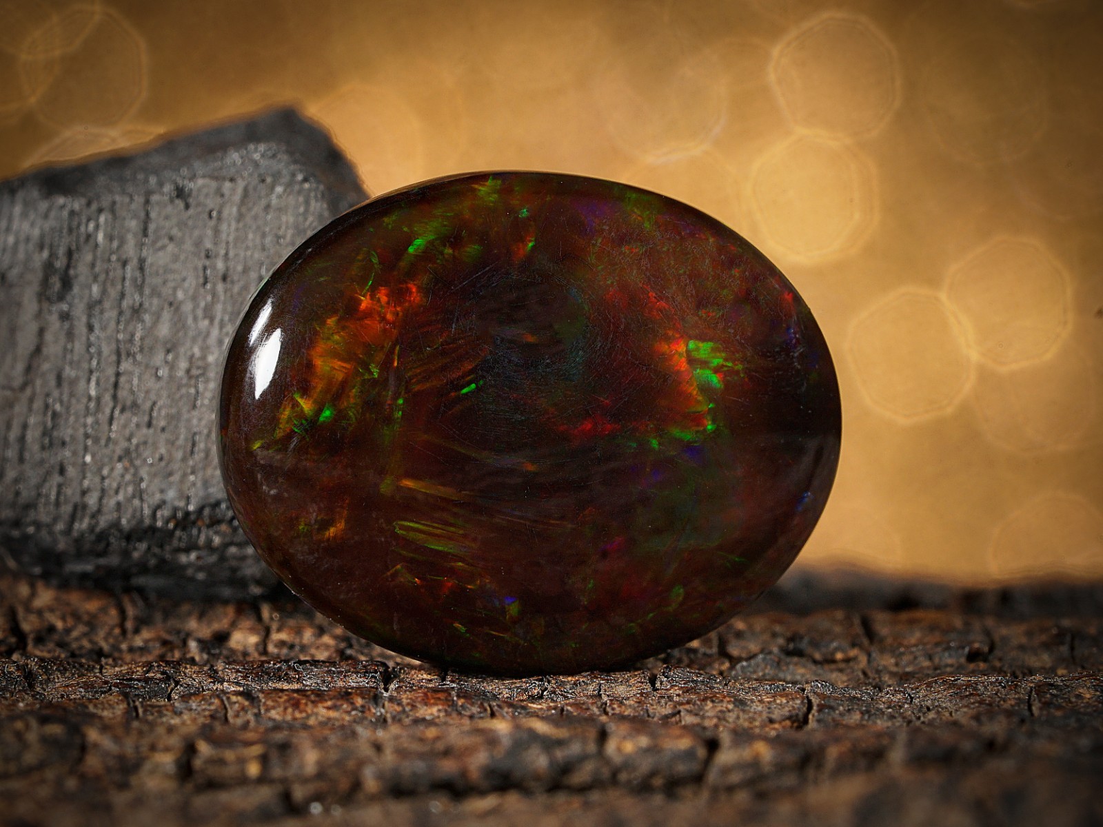 13.45 Carat Ethiopian Black Opal Cabochon 19x15x8 MM Oval Shape Welo Fire Opal