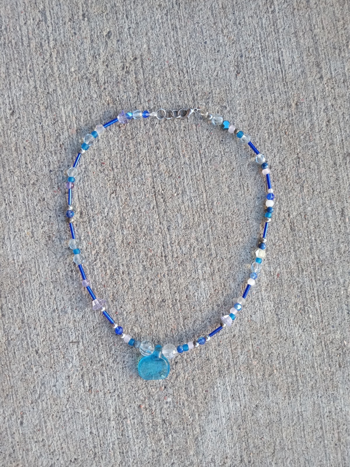 Blue Crystal Beaded Necklace