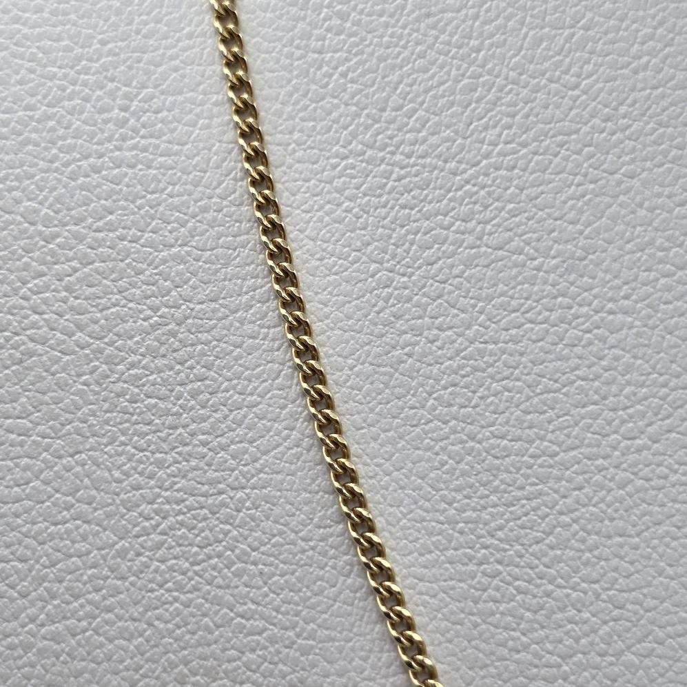 18″ 14K Yellow Gold 1.3mm Curb Link Chain Necklace w Spring Ring Clasp 1963PR
