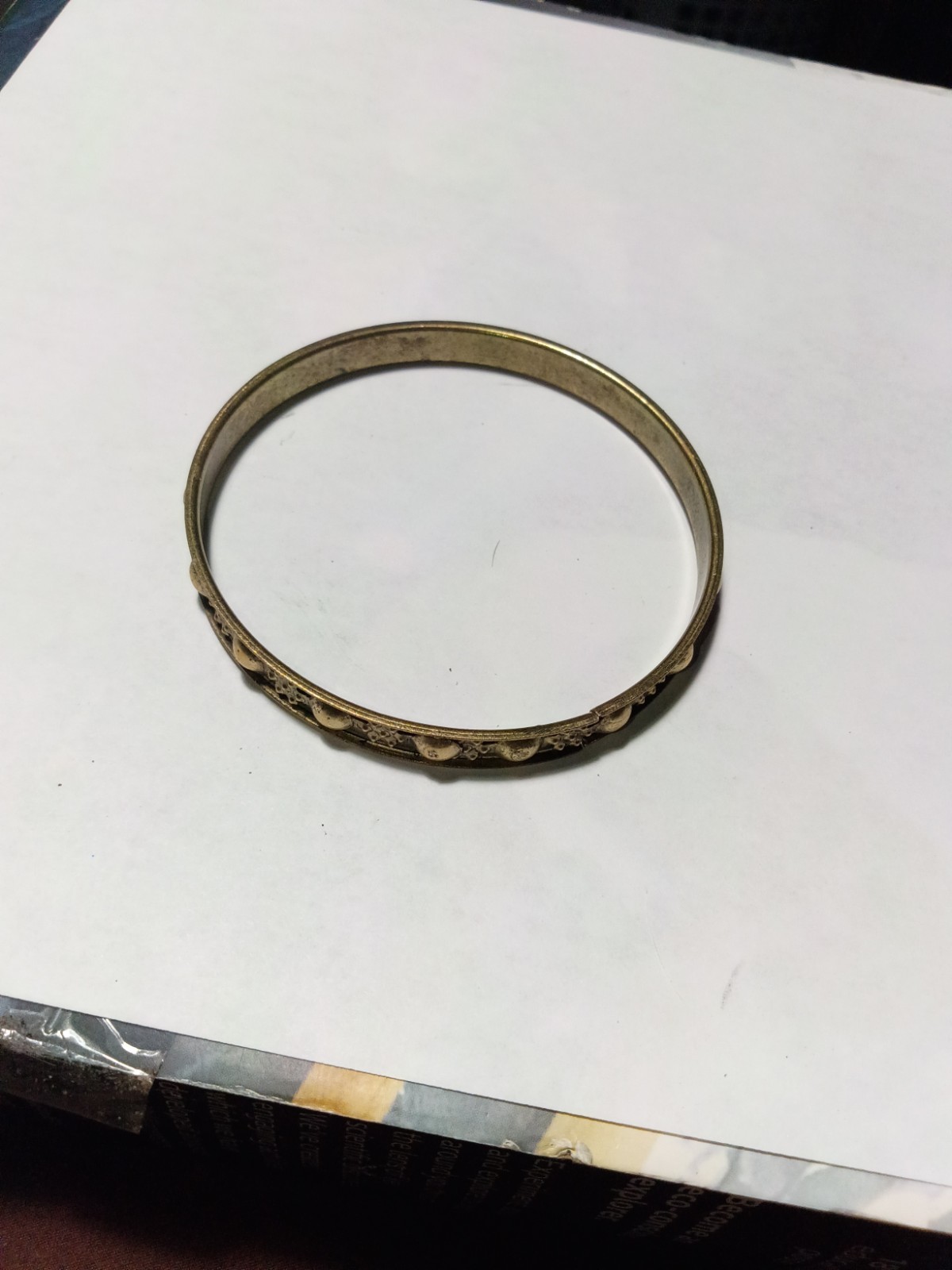 Silver Tone Metal Etched Engraved Pattern Bangle Bracelet No Stone