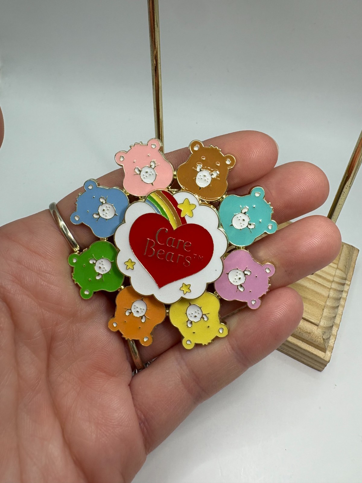 Care Bears Enamel Brooch – Heart Bears – NEW