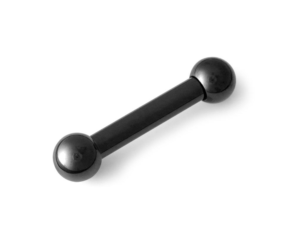 316L Black PVD Coated Surgical Steel Straight Barbell 6g 6 gauge