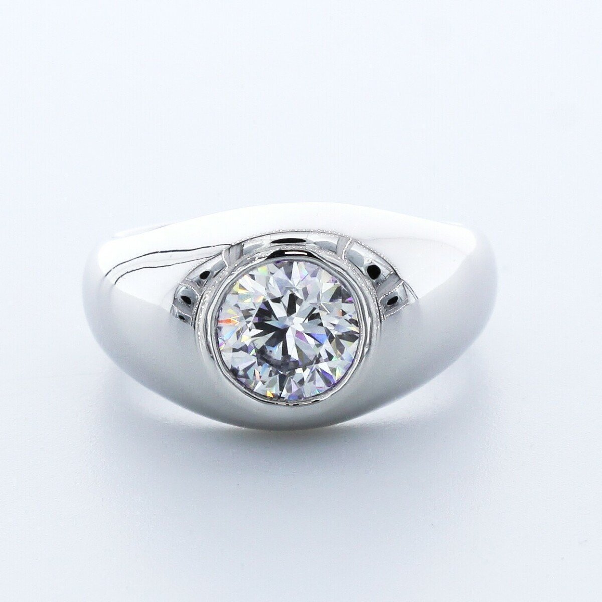 2.49 Carat E VS1 Round Cut Natural Certified Diamond Platinum Classic Men’s Ring