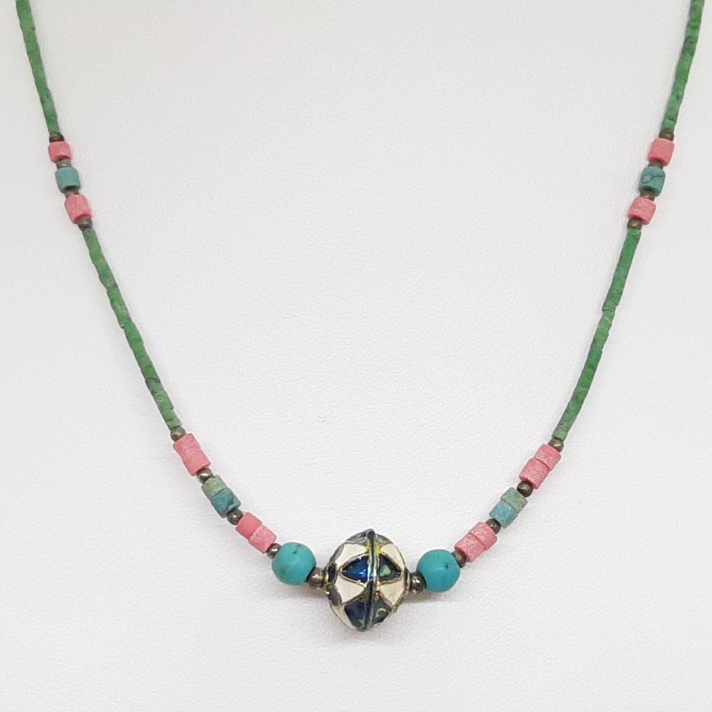 Genuine 12.07ctw Turquoise Silver Beads Necklace 7.2g