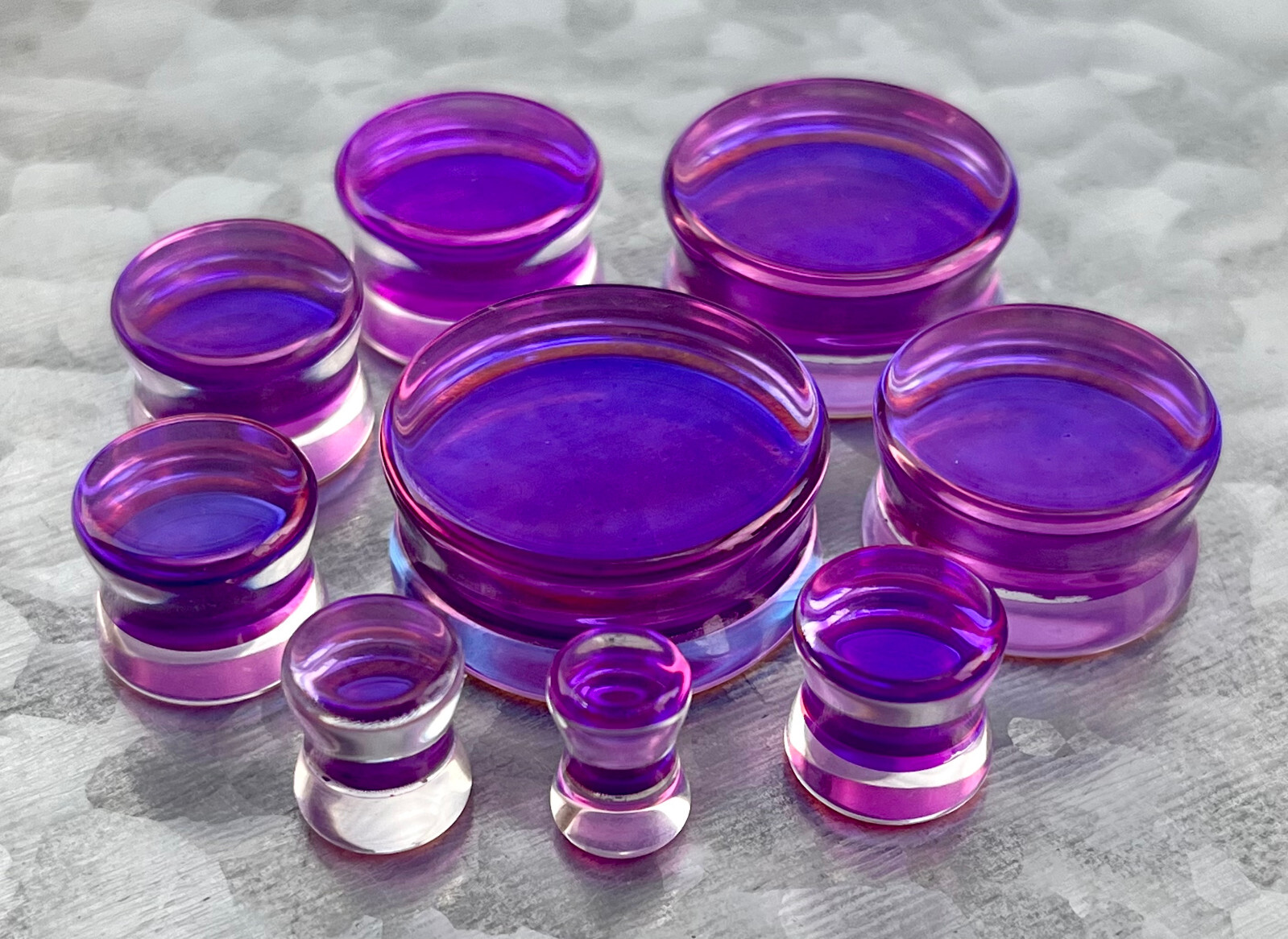PAIR Mermaid Iridescent Glass Double Flare Plugs Gauges Body Jewelry