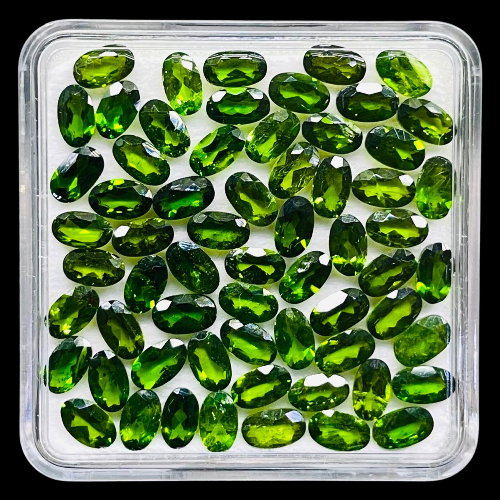 Natural Chrome Diopside 30 Pcs 5x3mm Oval Cut Vivid Green Loose Gemstones Lot