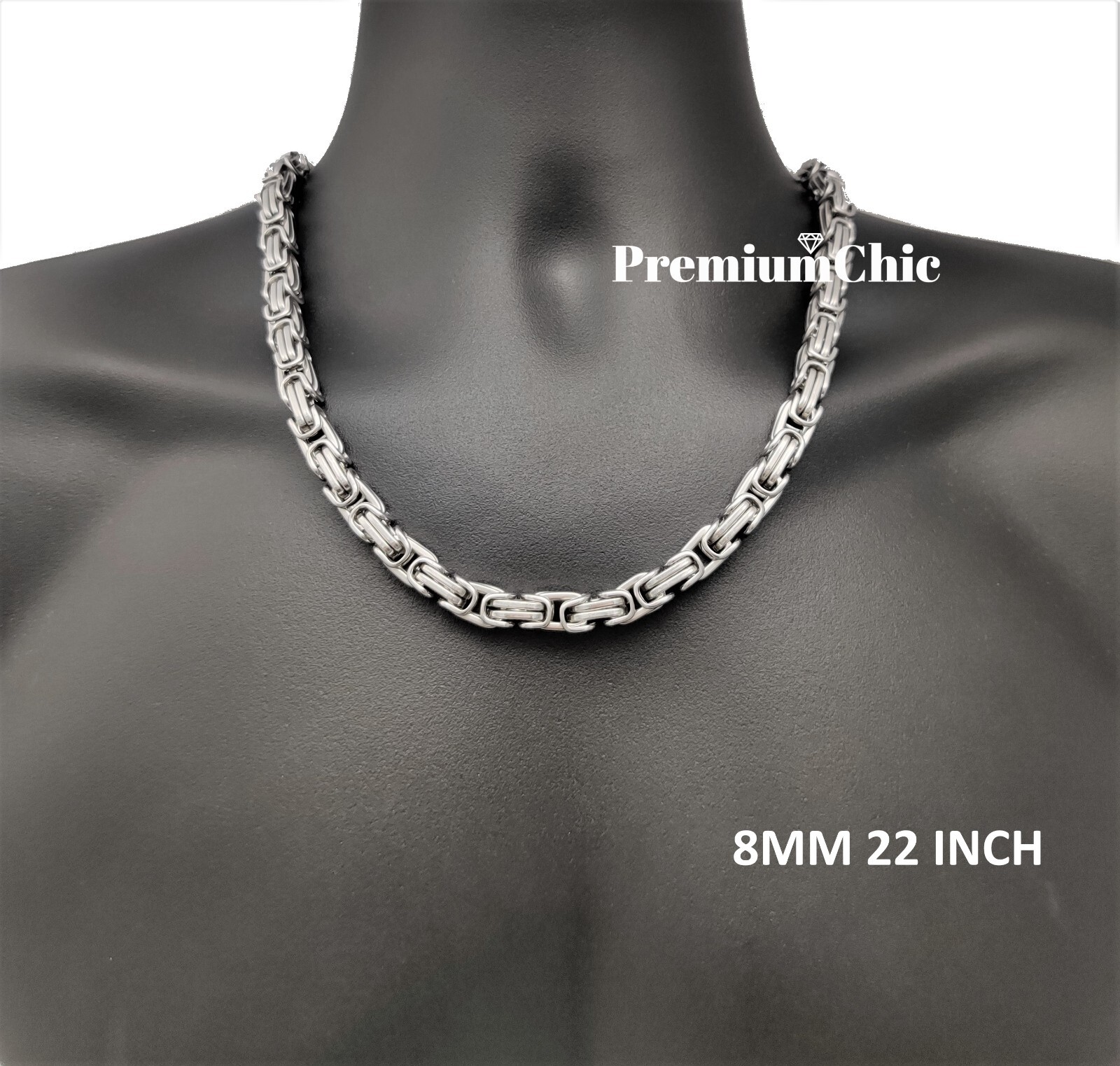 18″-30″ HEAVY STAINLESS STEEL NOT PLATED Byzantine Box Necklace Mens Jewelry 8MM