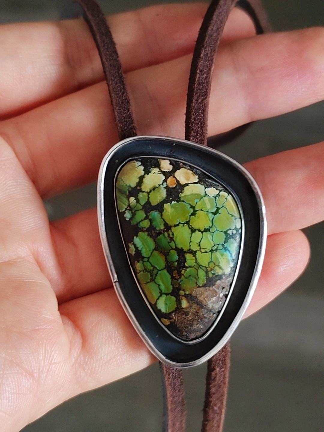 sterling silver turquoise bolo tie blue moon western cowboy necktie gift