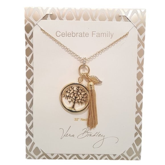 Vera Bradley Women’s Tree of Life Celebrate Family Gold Tone 32″ Necklace NWT