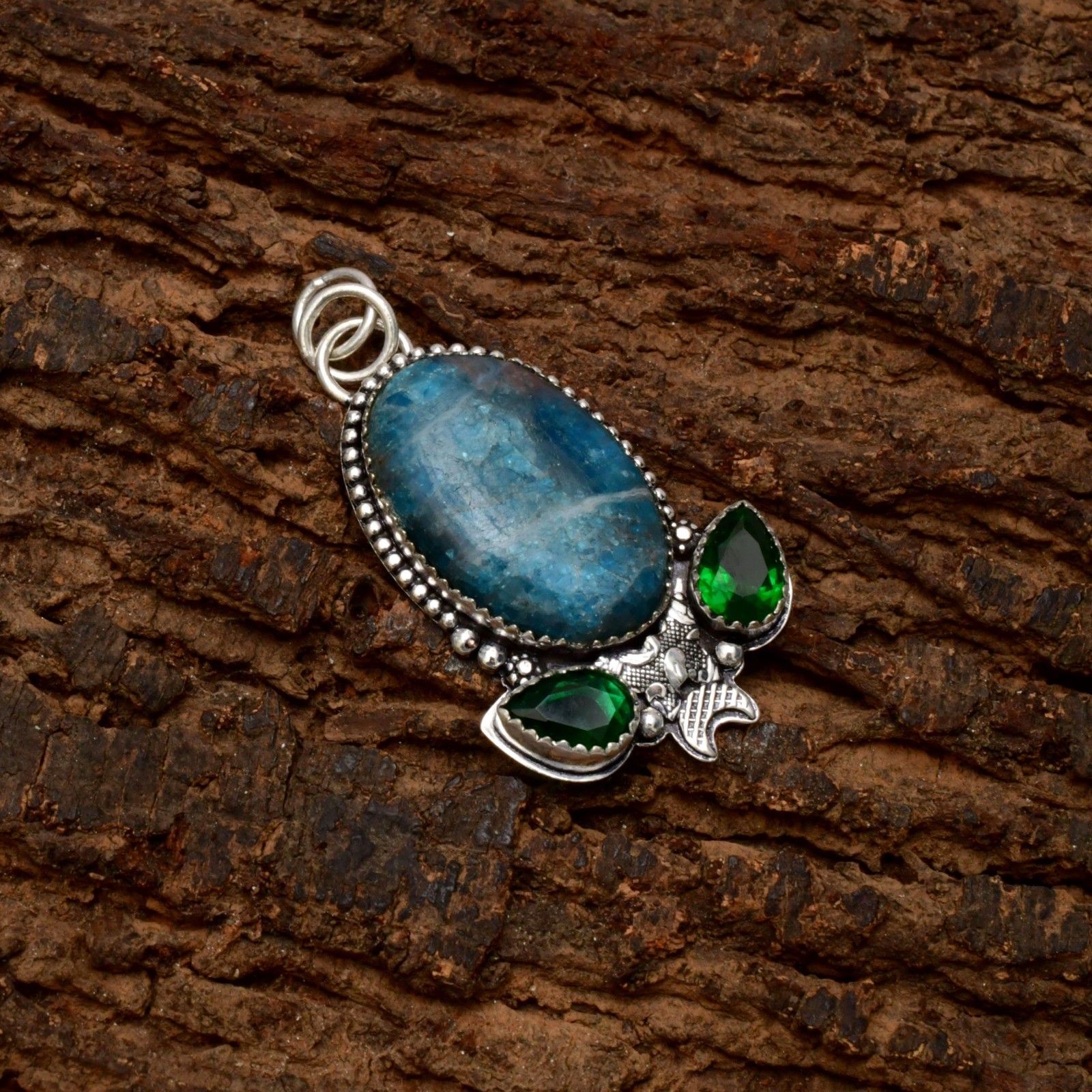 Neon Apatite Gemstone 925 Sterling Silver Jewelry Pendant 1-2″