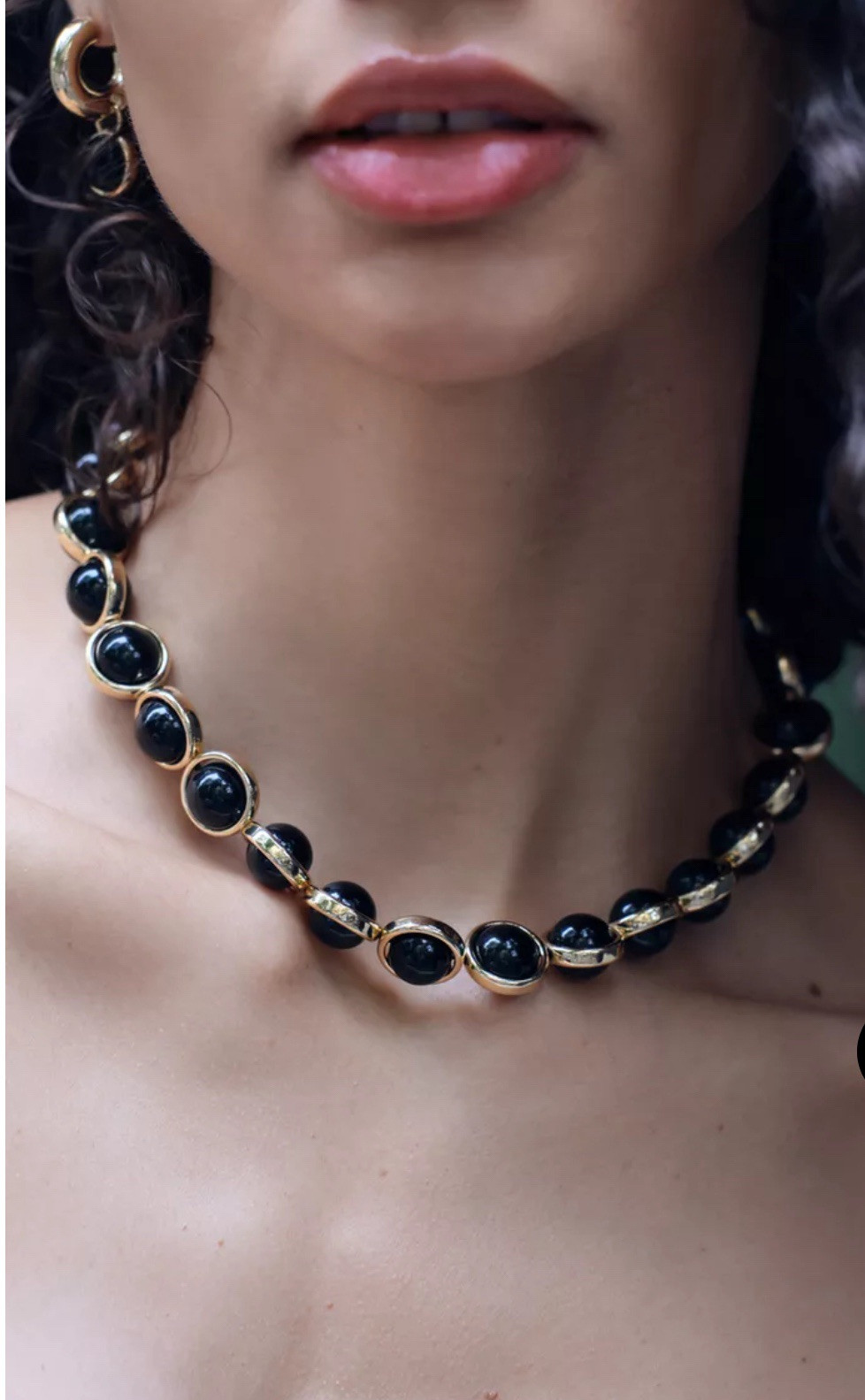 Zara Style Vintage Metal Resin Beads Chain Necklace Statement Necklace