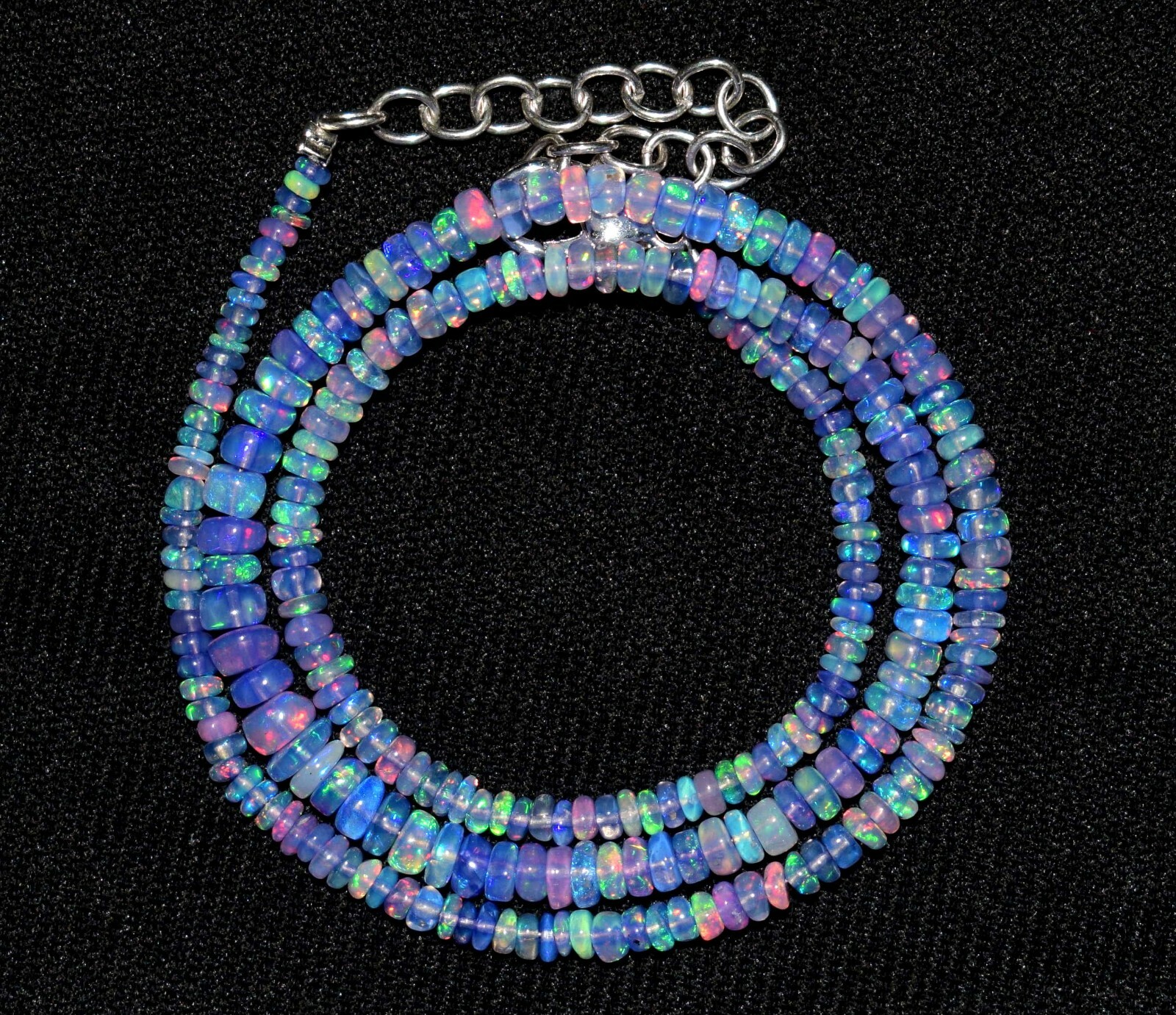16″Natural Ethiopian Opal Wello Fire Opal Gemstone Bead Necklace Jewelry F0431