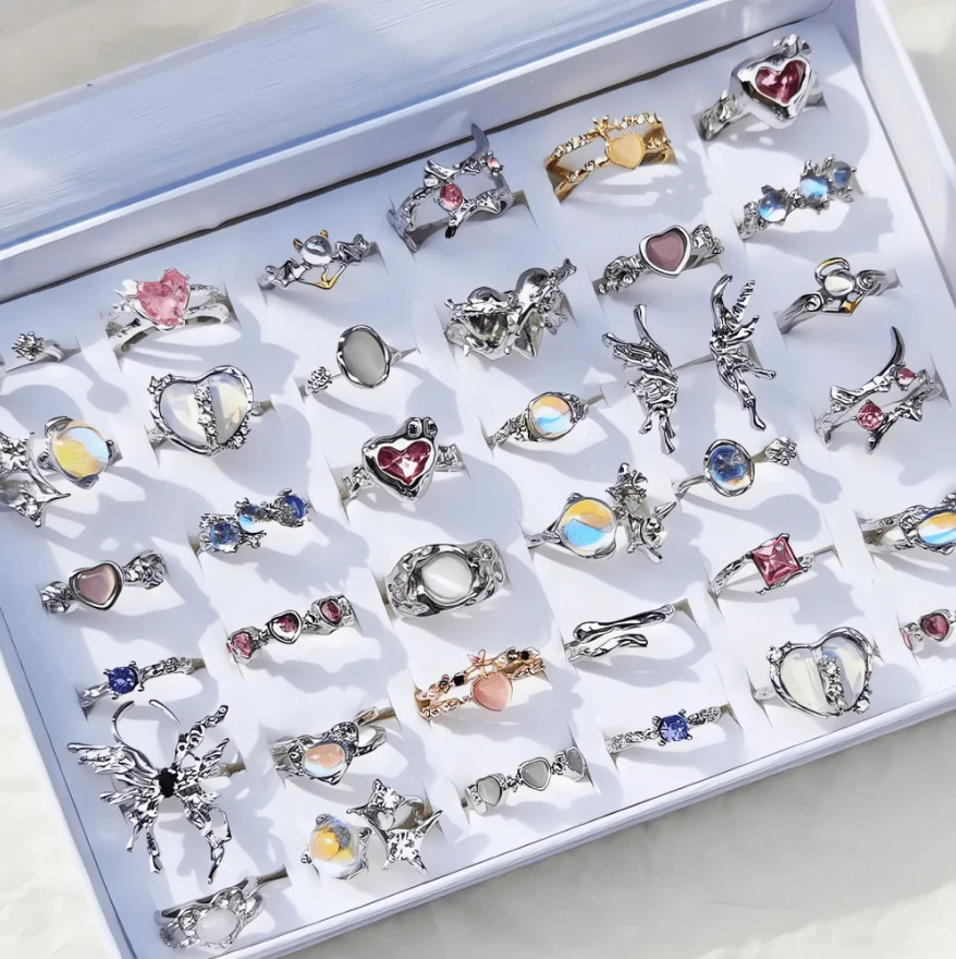 10 Pcs Wholesale Zircon Rhinestone Mixed Rings Bulk Finger Jewelry Gift Lot USA