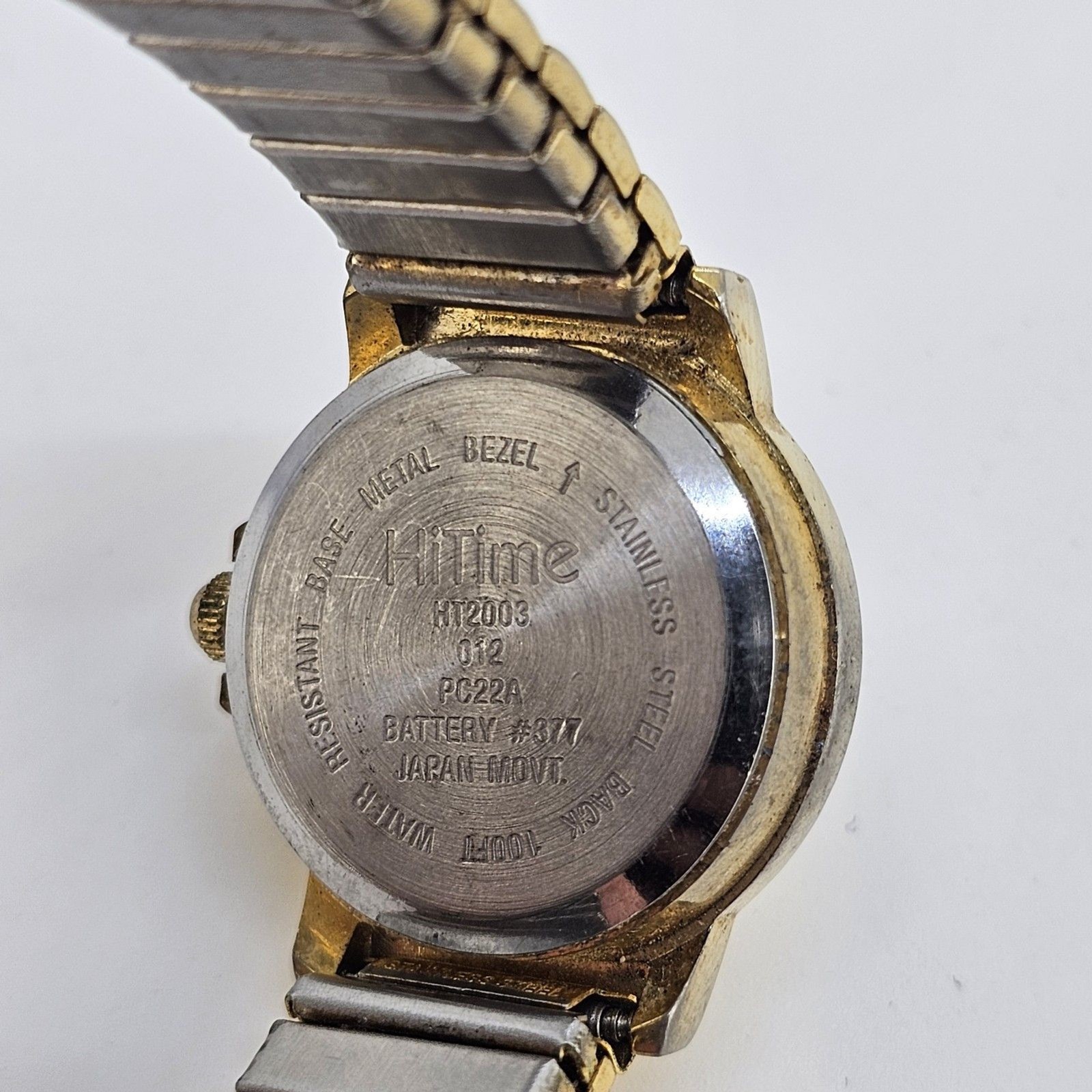 24MM Women’s Watch Gray Dial Gold Case Expandable Band Date 5.75″ New Battery