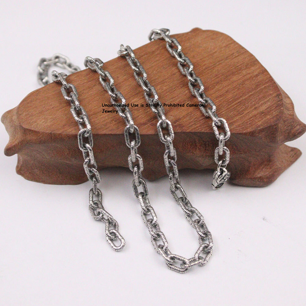 Pure S925 Sterling Silver Chain 5mm Square O Link Necklace 31-32g 19.6inch L
