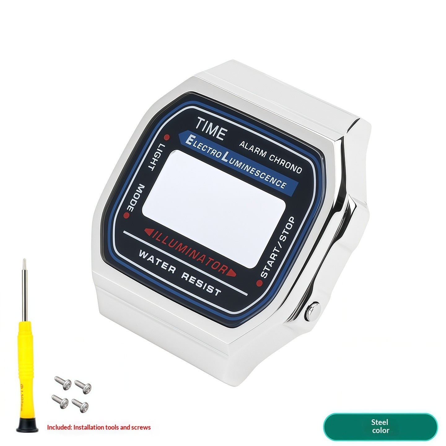 For Casio A-168WA Stainless Steel Watch Case Modified A168 Watchband Metal Case