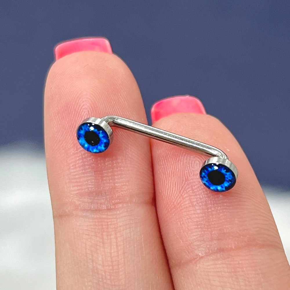 14G Eyeball Logo Staple Surface Barbells Surgical Steel Piercings Sold Each