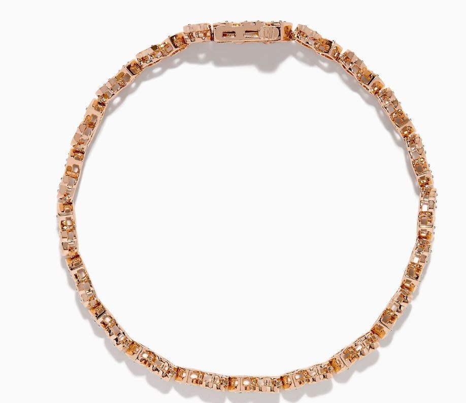 EFFY Hearts Tennis Bracelet – Rose Plated Sterling Silver & Diamonds –Never Worn