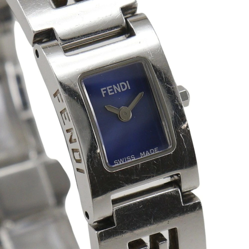 FENDI Orologi wristwatch 3150L Stainless Steel Silver Quartz Analog Blue Dial Ol