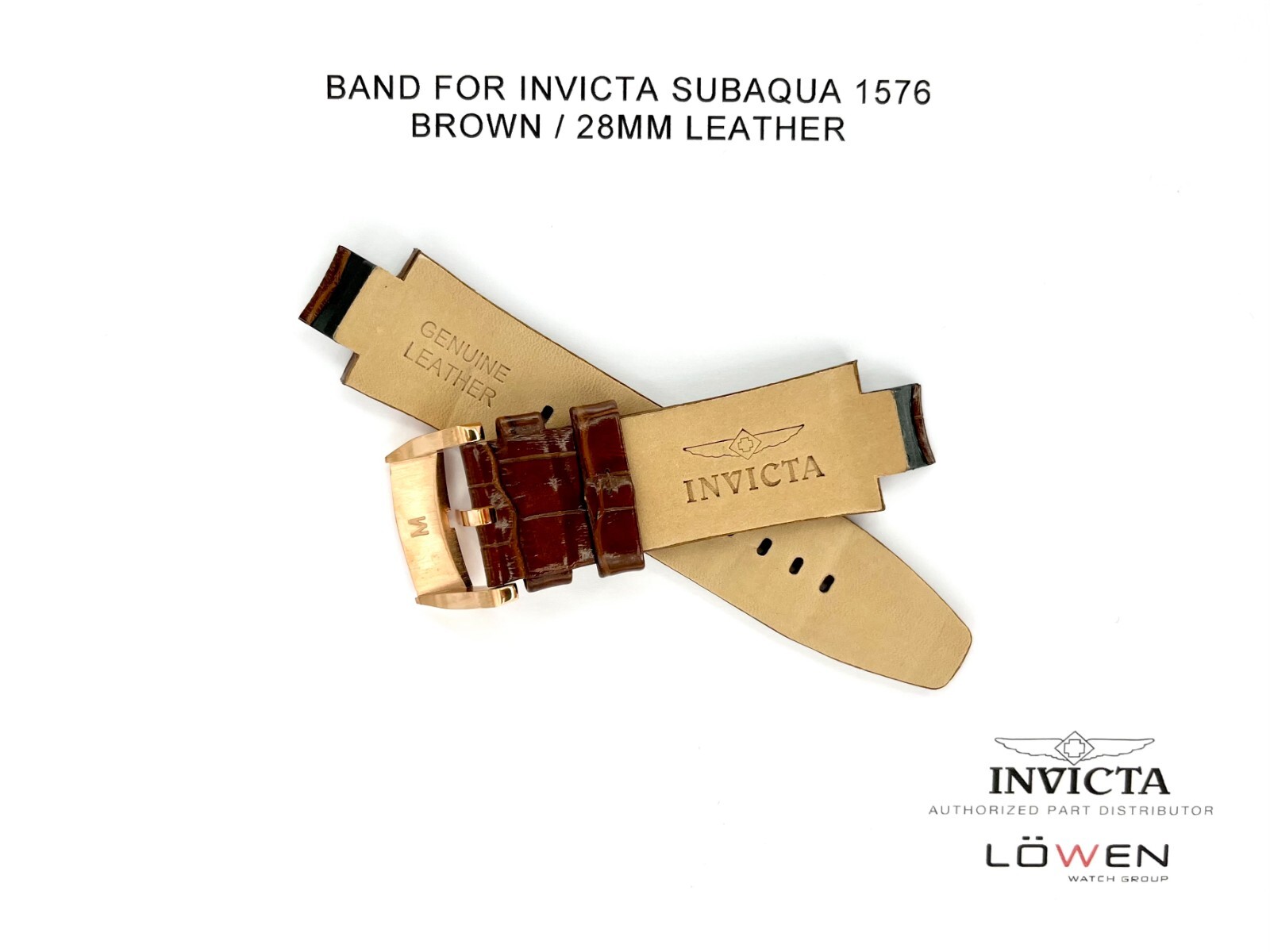 Authentic Invicta Subaqua 1576 Brown Leather 28mm Watch Band