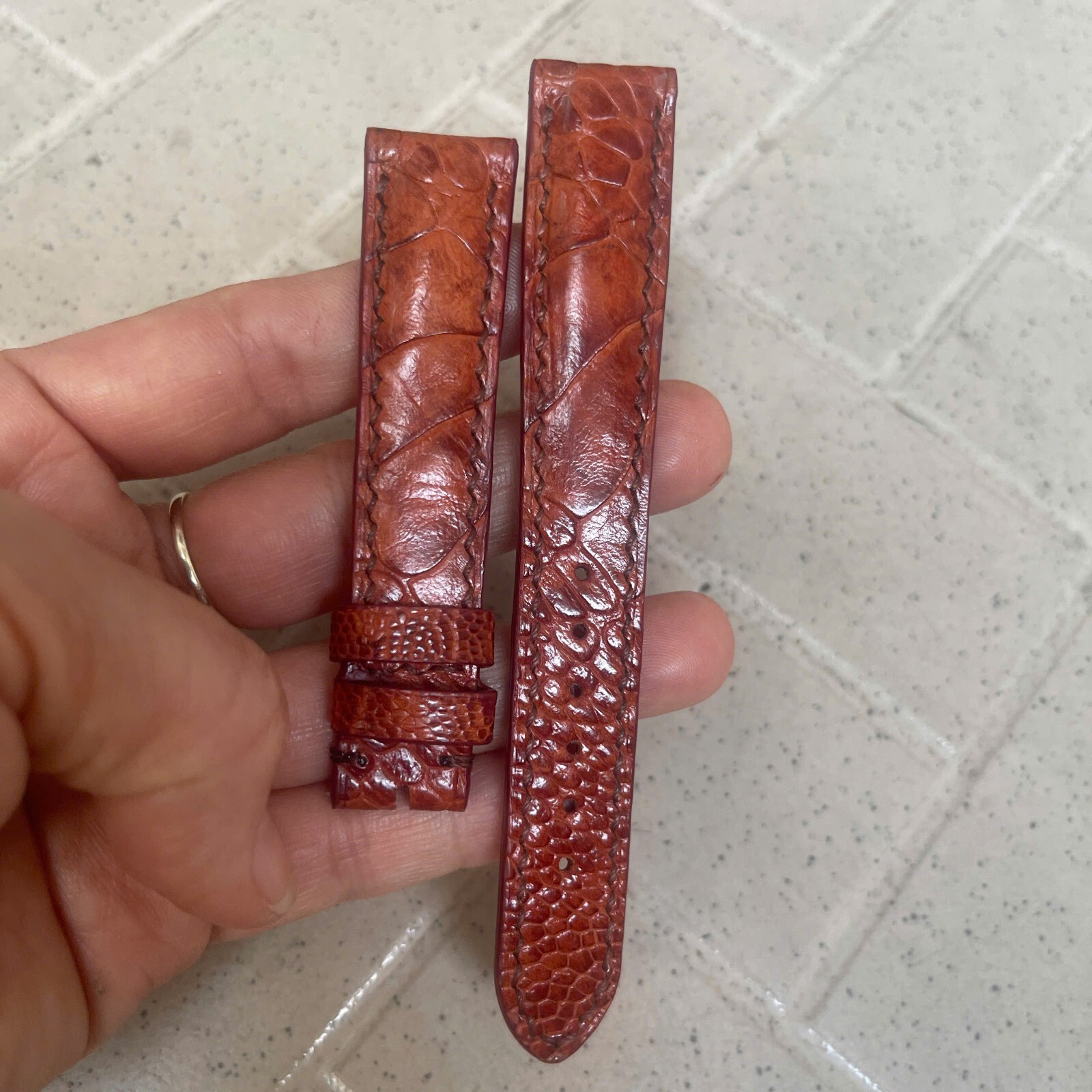 26m 24mm 22mm 21mm 20mm 19mm 18mm 16mm Red Brow Ostrich Leather Watch Strap Band