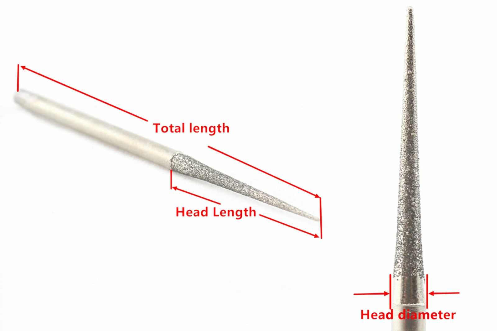 30Pcs Diamond Carving Burrs 2.35mm Conical Grinding Bit for Gem Stone Glass