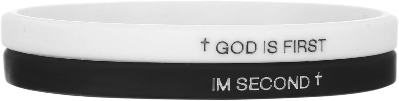 Christian Rubber Bracelet 2 Pieces God Is First Engraved Cross Wristband New USA